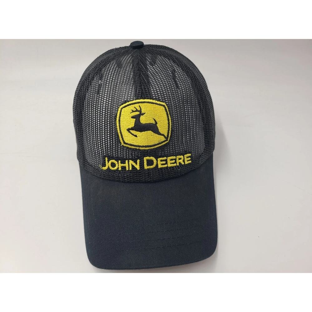 John Deere Full Mesh Retro Trucker Snapback Hat Cap Farm Hunt Fish Dad Men Black